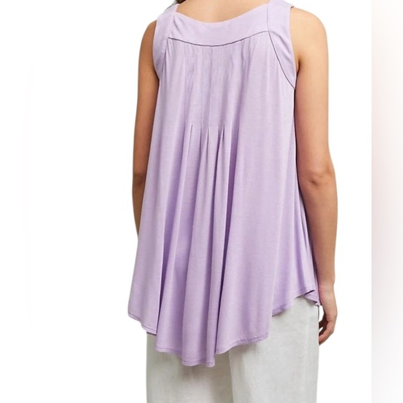 Anthropologie (Meadow Rue) Pleated Lilac Purple V-Neck Tunic Tank (S) NWT $68.00 - Picture 2 of 13
